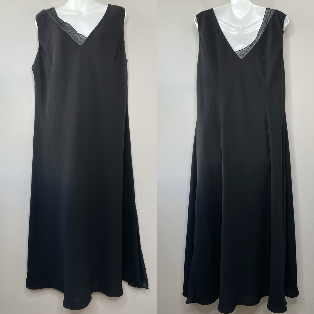 JONES NEW YORK Black Beaded Silk Dress Size 18W